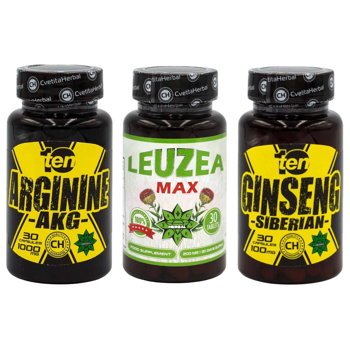 ΠΑΚΕΤΟ COMBO: Leuzea 30 δισκία + TEN Arginine 40 δισκία + Ten Siberian Ginseng 30 δισκία