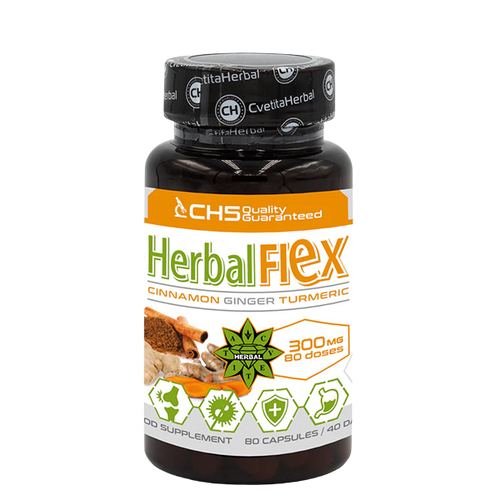 Κουρκουμάς, Τζίντζερ, Κανέλα Κεϋλάνης - Herbal Flex (80 κάψουλες x 300mg) - Herbal Flex