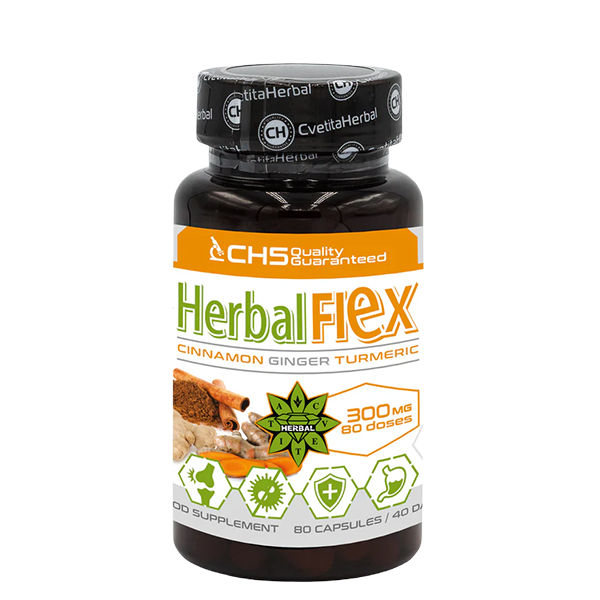 Κουρκουμάς, Τζίντζερ, Κανέλα Κεϋλάνης - Herbal Flex (80 κάψουλες x 300mg) - Herbal Flex