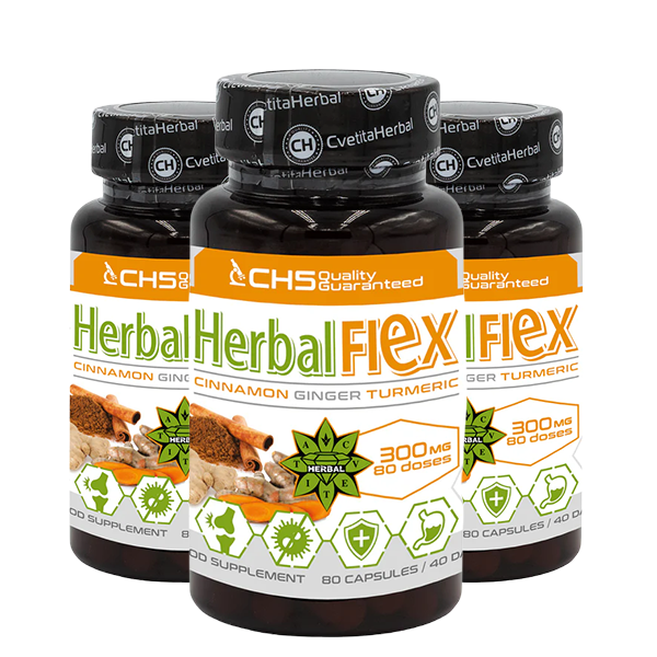 Κουρκουμάς, Τζίντζερ, Κανέλα Κεϋλάνης - Herbal Flex (80 κάψουλες x 300mg) - Herbal Flex