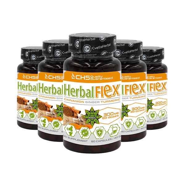 Κουρκουμάς, Τζίντζερ, Κανέλα Κεϋλάνης - Herbal Flex (80 κάψουλες x 300mg) - Herbal Flex