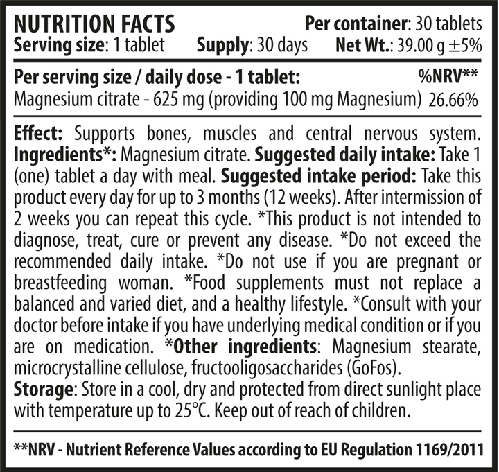 Magnesium Citrate 30 δισκία