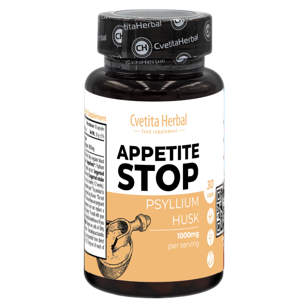 Ξύδι Μήλου "Λευκό Πλαντάγκο (Psyllium)" - Appetite Stop (30 κάψουλες x 1000 mg)