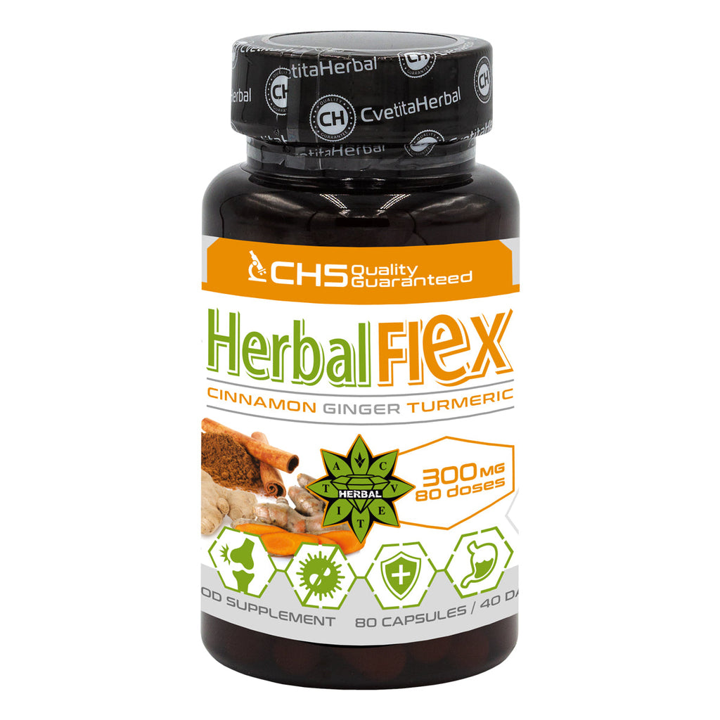 Κουρκουμάς, Τζίντζερ, Κανέλα Κεϋλάνης - Herbal Flex (80 κάψουλες x 300mg) - Herbal Flex