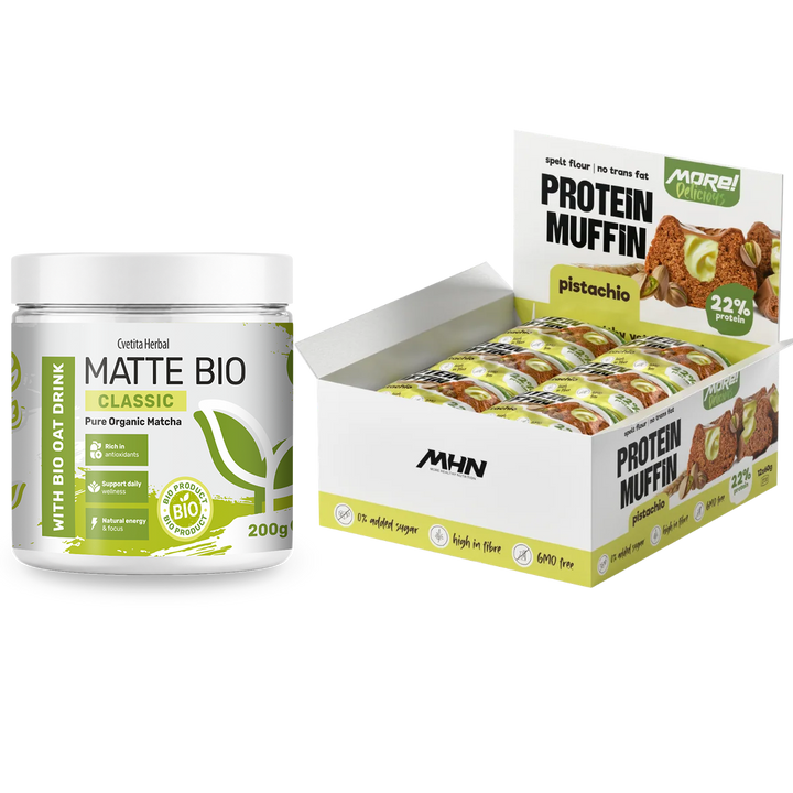 Matte Bio Classic και πρωτεϊνικά muffin φιστικιού MHN - πακέτο combo