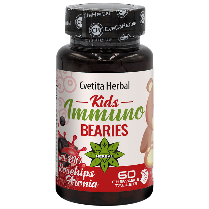 Παιδικό Ανοσοδιεγερτικό "Αγριοτριανταφυλλιά και Αρόνια" - Kids Immuno Bearies (60 δισκία)